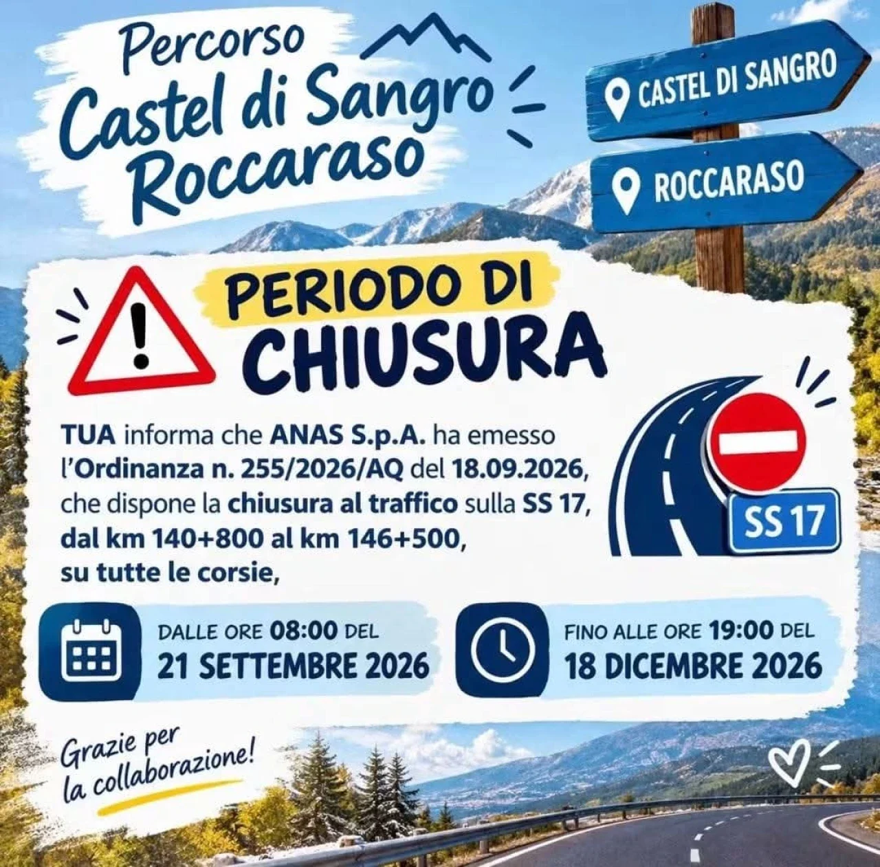 chiusura strada castel di sangro rocaraso