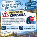 STATALE 17, PERCORSO CASTEL DI SANGRO-ROCCARASO, ANAS SPA COMUNICA LA CHIUSURA DELL’ARTERIA STRADALE PER ULTIMAZIONE LAVORI